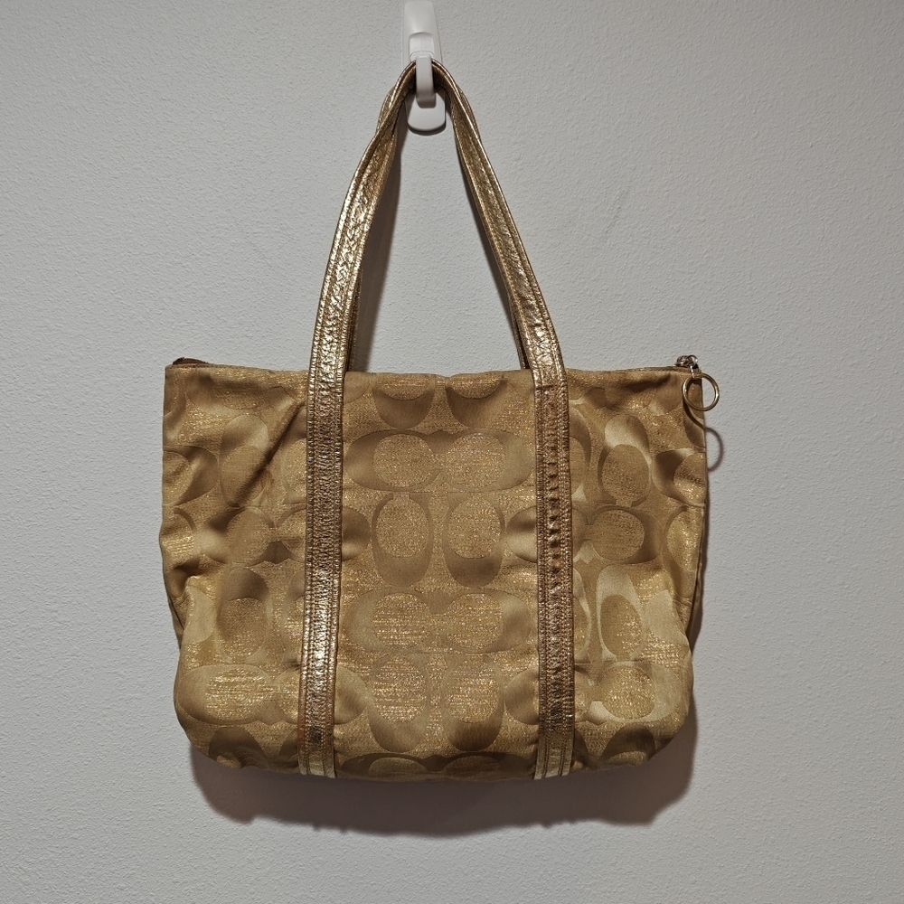 Vintage Y2K Coach Poppy Purse Tag Attached Tote Gold Signature Monogram Logo - Picture 5 of 16